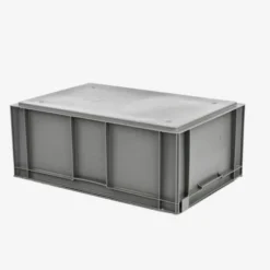 Bac plein 600 x 400 x 246 mm 45 L + couvercle solidaire - gris - Gilac