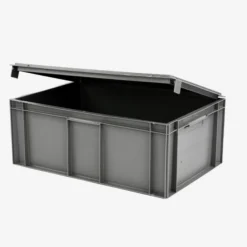 Bac plein 600 x 400 x 246 mm 45 L + couvercle solidaire - gris - Gilac