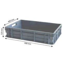 Bac renforcé empilable avec poignet 600 x 400 23 L - gris - Gilac