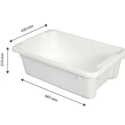 Bac renforcé rectangulaire empilable emboîtable 40 L - blanc - Gilac