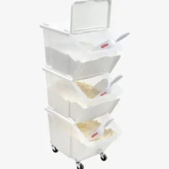Bacs à ingrédients 30 L + couvercles + 4 roues - Lot de 3 - Gilac