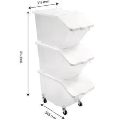 Bacs à ingrédients 30 L + couvercles + 4 roues - Lot de 3 - Gilac
