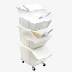Bacs à ingrédients 30 L + couvercles + 4 roues - Lot de 3 - Gilac