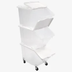 Bacs à ingrédients 30 L + couvercles + 4 roues - Lot de 3 - Gilac