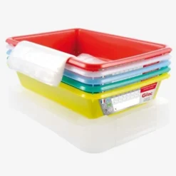 Bacs plats témoins 3 L HACCP + couvercles - Lot de 5 - Gilac