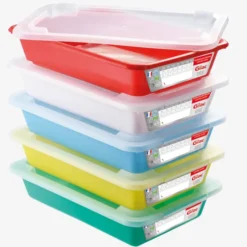 Bacs plats témoins 3 L HACCP + couvercles - Lot de 5 - Gilac