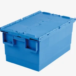 Bac 600 x 400 x 315 mm 55 L avec couvercle intégré - bleu - Gilac
