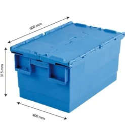 Bac 600 x 400 x 315 mm 55 L avec couvercle intégré - bleu - Gilac