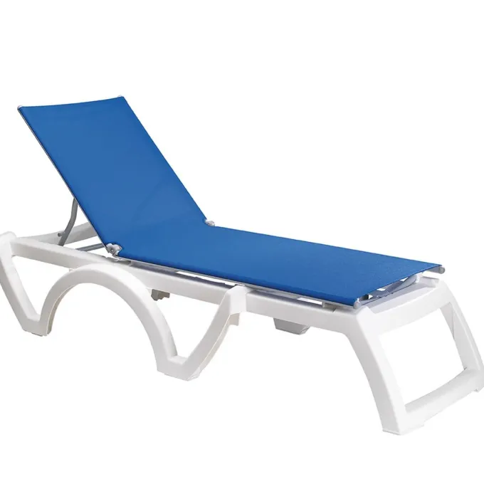 Bain de Soleil JAMAICA BEACH Blanc / Bleu - Lot de 4 - Grosfillex