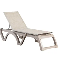 Bain de Soleil JAMAICA BEACH Taupe / Straw - Lot de 4 - Grosfillex
