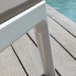 Bain de Soleil PROVENCE Blanc / Taupe - Lot de 4 - Grosfillex