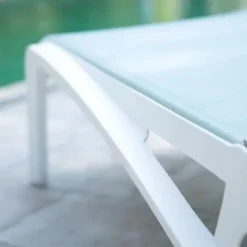 Bain de Soleil SUNSET Blanc / Turquoise Chiné - Lot de 4 - Grosfillex