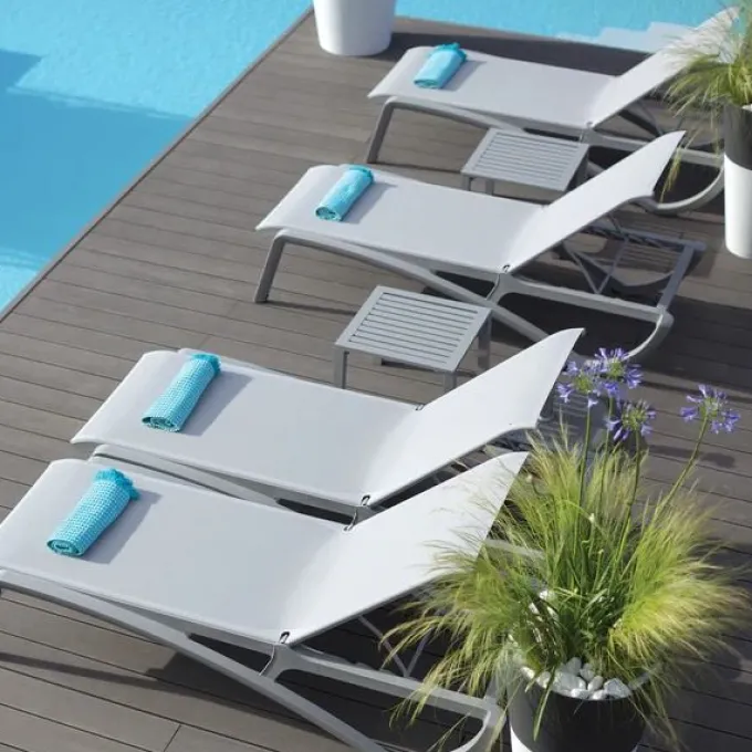 Bain de Soleil SUNSET Gris / Gris - Lot de 4 - Grosfillex