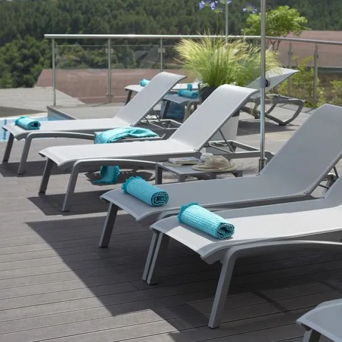 Bain de Soleil SUNSET Gris / Gris - Lot de 4 - Grosfillex