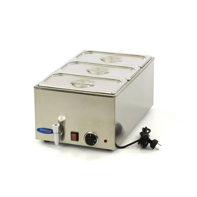 Bain Marie - avec Robinet - avec 3 x GN 1/3 Set - Électrique - Maxima