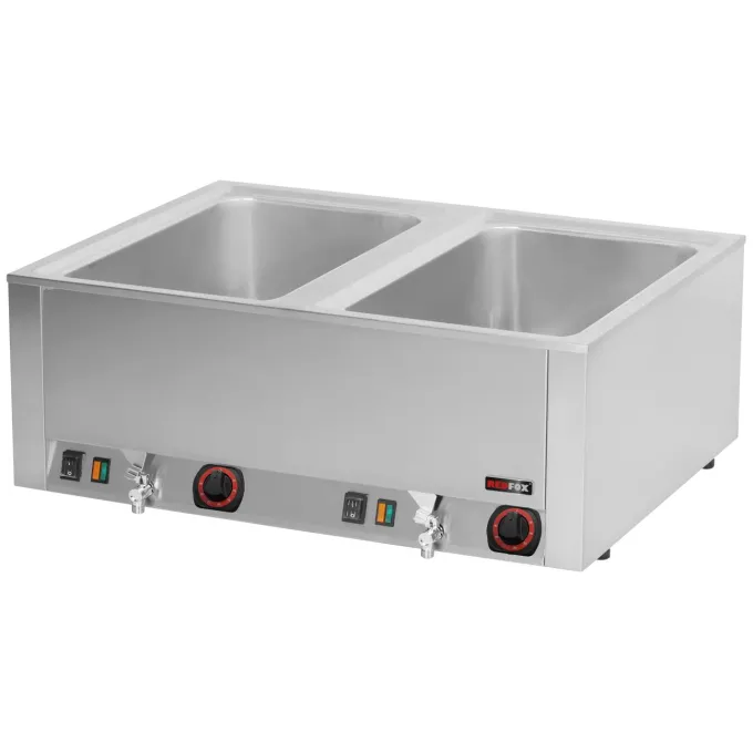 Bain marie électrique 2x GN 1/1 - 200 TOP avec vidange BMV 2120 - Redfox