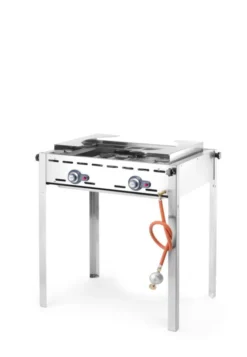 Barbecue Green Fire avec 2 brûleurs Profi Line Plaque et grille en fonte émaillée GN 1/1 - Hendi