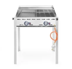 Barbecue Green Fire avec 2 brûleurs Profi Line Plaque et grille en fonte émaillée GN 1/1 - Hendi