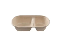 Barquette ovale crème à 2 compartiments en canne à sucre 850 ml - 500 unités - Betik
