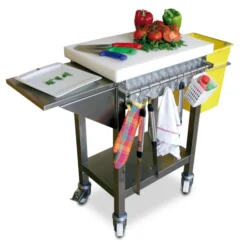 Billot de Boucher en Polyéthylène Blanc et Inox Spécial Desserte Barbecue - Fricosmos