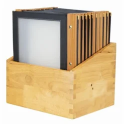 Boite protège-menus cadre en bois 20 porte-menus Securit noir - Format A4