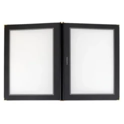 Boite protège-menus cadre en bois 20 porte-menus Securit noir - Format A4