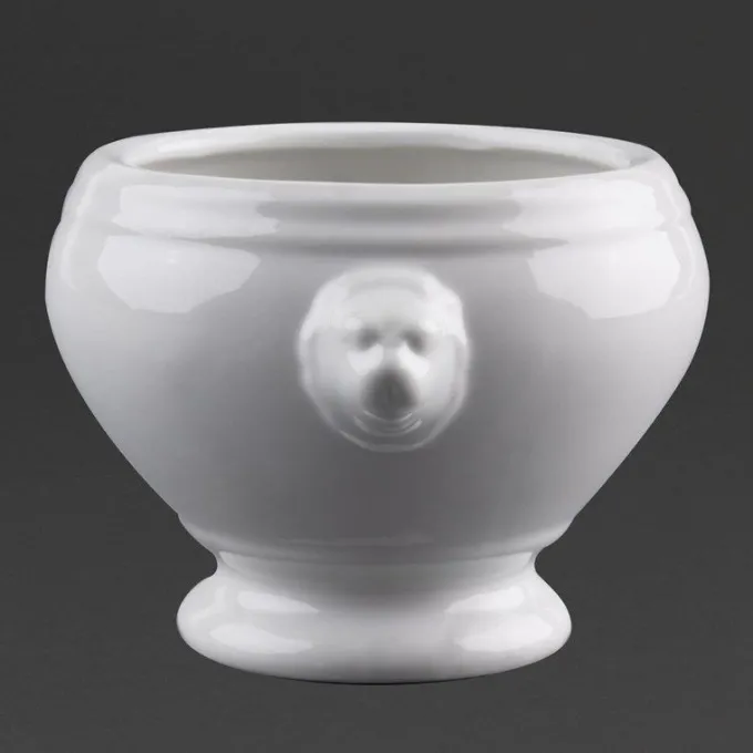Bols à soupe tête de lion blancs 105mm Olympia - Boite de 6