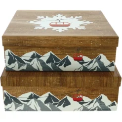 Boîte Carrée Carton Chalet Jeu de 2 Lot de 10 - Créapak