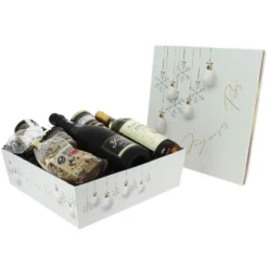 Boîte Carton Carrée Empilable Noel Blanc 33X33 Lot de 10 - Créapak