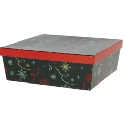 Boîte Carton Carrée Empilable Noel Vert 33X33 Lot de 10 - Créapak