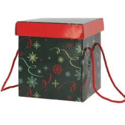 Boîte Carton Carrée Pliable Noel Vert 18X18 Lot de 30 - Créapak