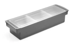 Boîte à ingrédients - 3 bacs Bar up Noir 480x150x(H)100mm - Hendi