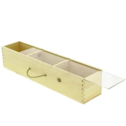 Boîte Rectangle Bois avec Anse 3 Compartiments 50 cm Lot de 6 - Créapak