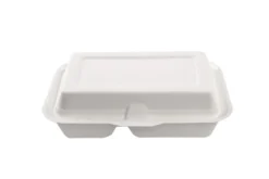 Boîte repas blanche à 2 compartiments en canne à sucre 1000 ml - 500 unités - Betik
