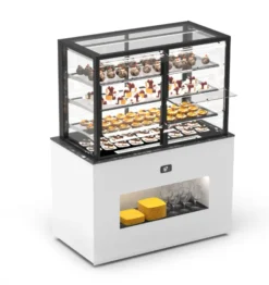 Buffet Neutre Série Integra avec Vitrine Supérieur - Accès Arrière et Frontal - H 1720 mm - Portes Battantes - Sayl