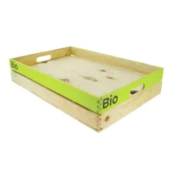 Cagette Bois Rectangle Gm + Faux Fond + Logo Bio Lot de 5 - Prolinea