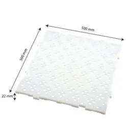 Caillebotis HACCP 50 x 50 cm, épaisseur 22 mm - blanc - Gilac