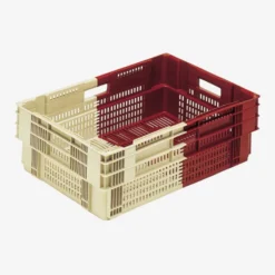 Caisse ajourée empilable emboitable 600 x 400 x 191 mm bicolore 35 L - bordeaux/ivoire - Gilac
