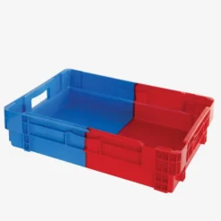 Caisse pleine empilable emboîtable 600 x 400 x 144 mm bicolore 25 L – bleu/rouge - Gilac