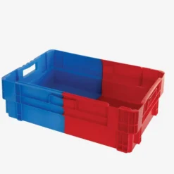 Caisse pleine empilable emboîtable 600 x 400 x 184 mm bicolore 34 L – bleu/rouge - Gilac