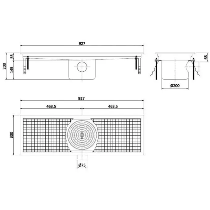 Caniveau de Sol pour Cuisine Professionnelle 927 - Sortie Horizontale - Combisteel