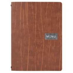 Carte menu 100% CUIR - Coloris Ruga - Ligne RAW - format A4 - 1 insert inclus (4 vues) - Securit