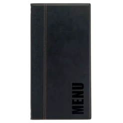 Carte Menu long simili cuir de la gamme Tendance, 1 double inserts inclus (présente 4 pages) - Securit
