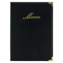Carte Menu simili cuir de la gamme Classique A5, 1 double insert inclus (présente 4 pages A5) - Securit