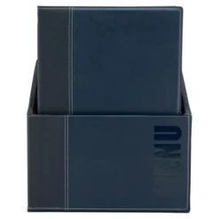 Carte Menus simili cuir de la gamme Tendance - A4 (x20) plus BOX, 1 double insert inclus avec chaque menu (présente 4 pages A4) - Securit