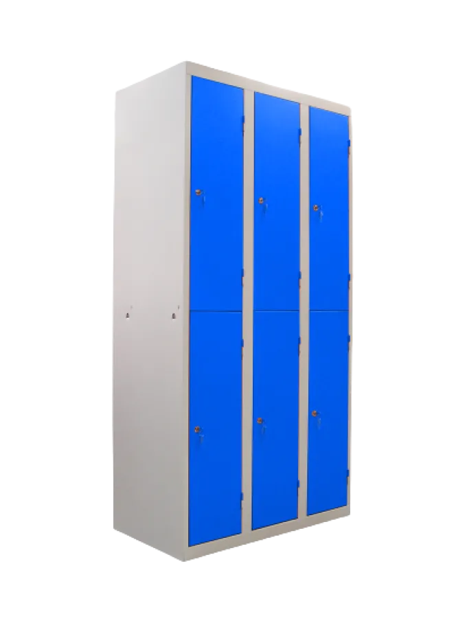 Casier Vestiaire Monobloc Acier 3 Colonnes 6 Cases - L 1200 mm