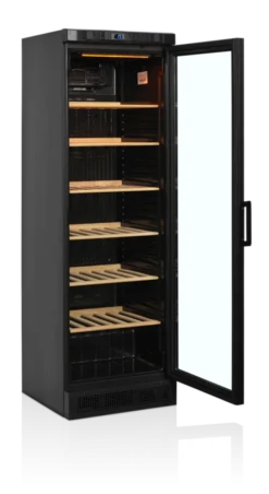 Cave à Vin pour 118 Bouteilles CPV1380E Porte Vitrée/Battante - Couleur Noire - Tefcold