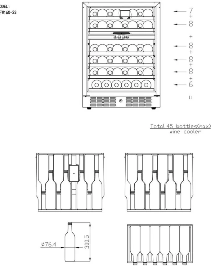 Cave à vin Réfrigérée Bi-Zone TFW200-2F pour 45 Bouteilles - TEFCOLD