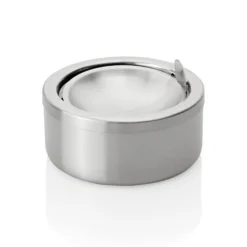 Cendrier a ouverture par pression en Acier Inoxydable H 60 mm Ø 115 mm - Was Germany