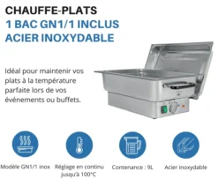 Chafing Dish Electrique GN1/1 Acier Inoxydable - L2G